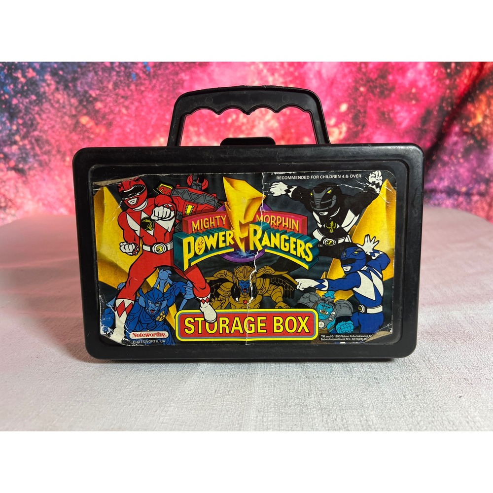 Vintage 1993 Mighty Morphin Power Rangers Plastic Storage Box Case Noteworthy